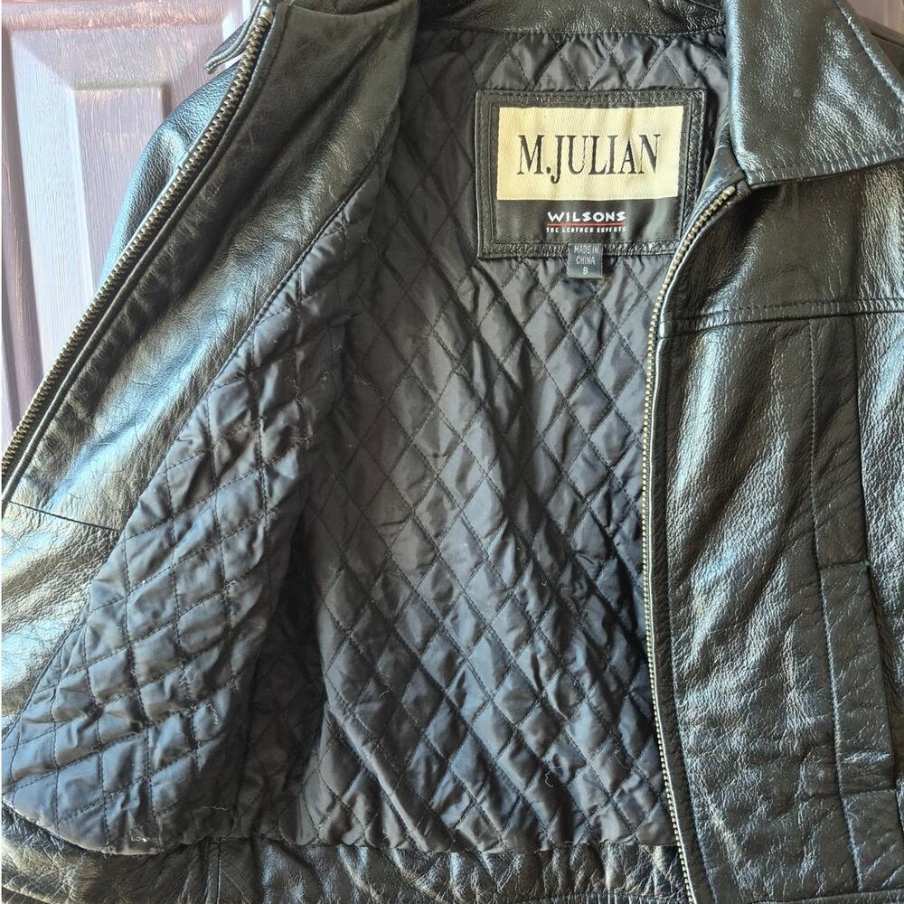Vintage Wilsons leather M.Julian  black kids bomber jacket size small perfect! - Picture 3 of 9